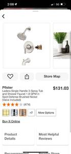 Pfister Ladera Single Handle 3-Spray Tub and Shower Faucet 1.8 GPM in Spot Defense Brushed Nickel (Valve Included) ($129 retail value)