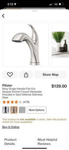 Pfister Wray Single-Handle Pull-Out Sprayer Kitchen Facuet Deckplate Included  Stainless Steel ($129 Retail Value)