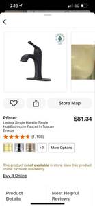 Pfister Ladera Single Handle Single Hole Bathroom Faucet in Tuscan Bronze ($81 Retail Value)