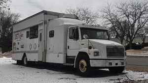 NO RESERVE  1996 Freightliner Toy Hauler With Kitchen, BathroomShower and Living and Sleeping Area- See video of the toy hauler