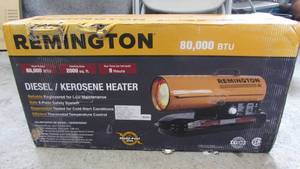 lot 41 image: Remington 80,000 BTU Kerosene Forced Air Heater With Thermostat