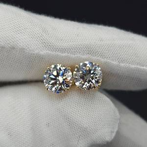 NEW  4 Carat Diamond Round Solitaire Stud Earrings in 14k Yellow Gold w EGL Report $3,495 Retail Tag Included