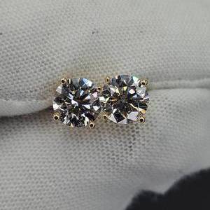 NEW 2 Carat Diamond Solitaire Martini Stud Earrings in 14k Yellow Gold w EGL Report $2000 Retail