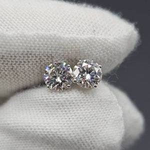 NEW 1 Carat Diamond Classic Solitaire Stud Earrings in 14k White Gold w EGL Report
