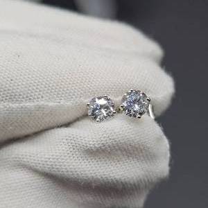 NEW Classic .75 Carat Diamond Solitaire Stud Earrings in 14k White Gold w EGL Report