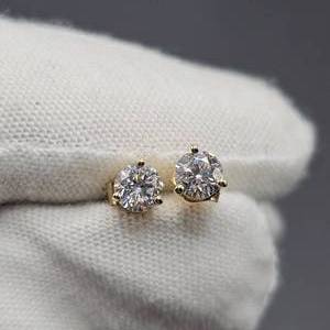 NEW Sparkling 0.50 Carat Diamond Solitaire Stud Earrings in 14k Yellow Gold w EGL Report