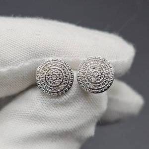 Natural Diamond Swirl Round Medallion Stud Earrings
