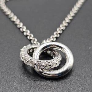 NEW 1.02 Carat Pav Diamond Infinity Circle Love Knot Pendant Necklace