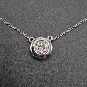 NEW Modern Solitaire 1 Carat Diamond Bezel Pendant Necklace