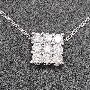 0.33 Carat Natural Diamond Quadrant Cluster Pendant Necklace in White Gold