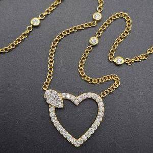 NEW 1.33 Carat Pav Diamond Open Heart Halo Leaf Pendant Necklace