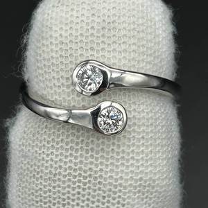 NEW 0.30 Carat Diamond Two-Stone Bezel Coiled Bypass Ring
