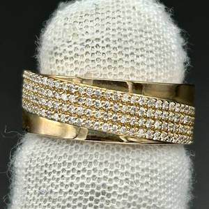 NEW 0.50 Carat Pav Diamond Four-Row Ring in Yellow Gold