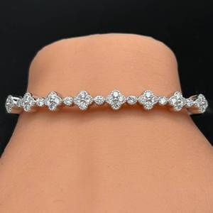 NEW 1.50 Carat Diamond Flower Hinged Bangle Bracelet Cuff