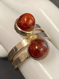 lot 9B image: Adjustable Sterling Silver Red Jasper Ring