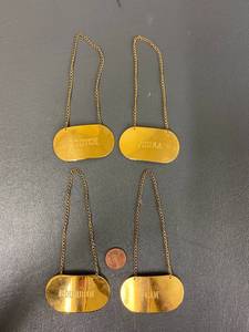 lot 17B image: Vintage-Style Metal Liquor Decanter Tags Set of 4 with Chains