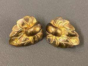 lot 29B image: Vintage Sterling Silver Leaf Clip-On Earrings Pair