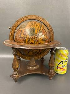 lot 51B image: Vintage Style Desk Globe with Zodiac Signs on Wooden Stand