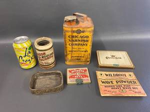 lot 52B image: Vintage Antiques Lot Edison Cylinder, Chicago Can, Cigars