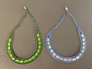 lot 55B image: Vintage Green and Blue Rhinestone Necklaces Set