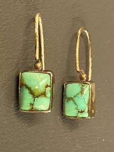 lot 66B image: Vintage Sterling Silver Turquoise Drop Earrings