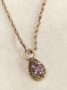 lot 81B image: Sterling Silver Necklace with Purple Gemstone Pendant