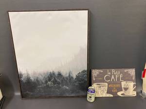 lot 91B image: Framed Forest Art & Caf Sign Set