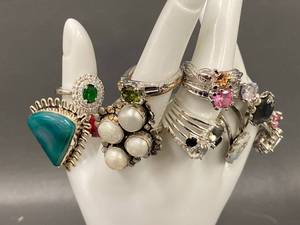 lot 117B image: Lot of Elegant Gemstone Ring Collection