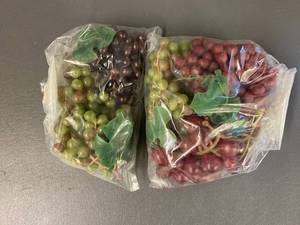 lot 16J image: Artificial Grapes Decoration Set of 2 Decorative Fake Fruit Bunches