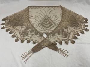 lot 4E image: Vintage Beaded Embroidered Shawl with Intricate Design