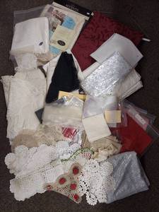 lot 69E image: Assorted Fabric Lot with Lace, Satin & Decor Prints