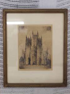 lot 76E image: Framed York Minster Cathedral Print Artwork