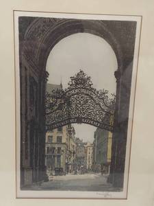lot 79E image: Signed Framed St Michaels Gate Austria Print on Silk