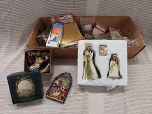 lot 89E image: Waterford Ornament, Bradford Exchange Nativity Figurine Collection, etc.