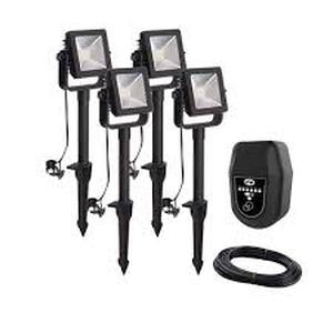 Hampton Bay 350 Lumen Low Voltage Black Plug-In Integrated LED Outdoor Landscape Flood Light (4-Pack)  Customer Returns See Pictures