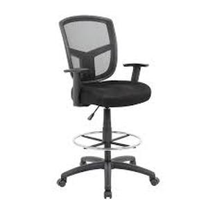 BOSS Office Products Black Mesh Drafting Chair with Adjustable Arms   Customer Returns See Pictures