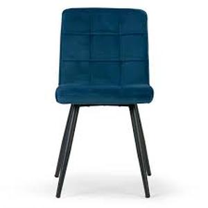 Set of 2 Anika Blue Velvet Dining Chair Side Chair with Stitching and Black Metal Legs by Glamour Home  Customer Returns See Pictures