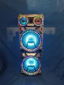 lot 56 image: beFree Sound Bluetooth 10 Subwoofer Bluetooth Portable Party Speaker with 2 Wireless Microphones