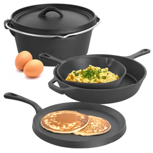 lot 70 image: MegaChef 4-Pc. Pre-Seasoned Cast Iron Cookware Set