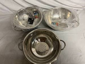 3 Sharper Image Stainless Steel 5qt Colanders