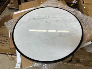 2 White Faux Marble Side Tables