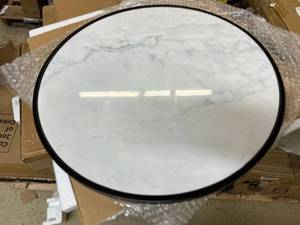 2 White Faux Marble Side Tables