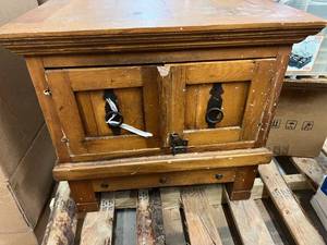 Wooden Bedside Table with Open Door Storage