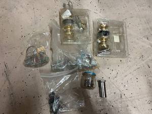 2 Gold Brushed Door Handles with Misc Hardware