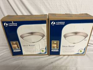2 Pack of Lithonia Lights Decor Rounds - Polished Brushed Nickel