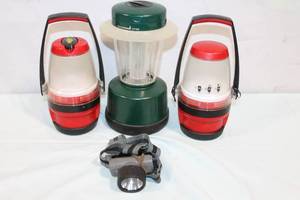 lot 12 image: Set of 3 Camping Lanterns with Headlamp
