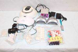 lot 15 image: Professional Nail Salon Equipment Set with UV Lamps and Accessories