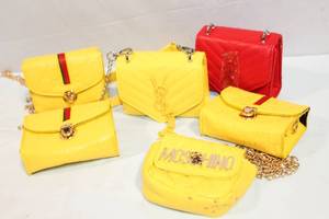 lot A-27 image: Set of 6 Designer-Inspired Mini Bags in Yellow and Red