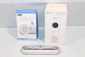 lot 39 image: EZVIZ DB1C Wi-Fi Video Doorbell and Feit Electric Wireless Chime Set