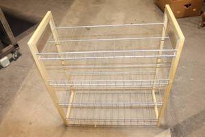 lot 44 image: Three-Tier Wooden Wire Storage Rack